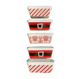 Celebrate It set of (5) small ceramic crocks. Holiday patterns. Adorable!